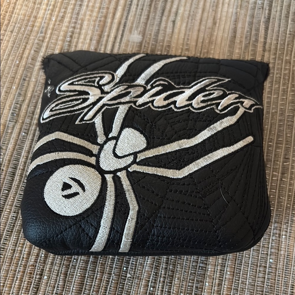 Black and White Spider Embroidered Pouch